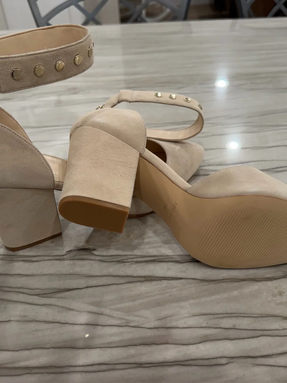 Nine West Sharmain Cashmere Suede Studded Ankle Strap Heels Size 11 NIB